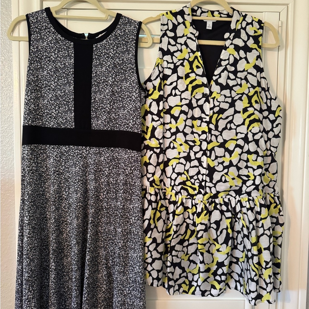 Michael Kors black /white and 
Nine West black/wine, green sleeveless dresses